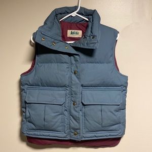 REI Vintage Teal Full Zip Snap Lined Down Puffer Winter Vest